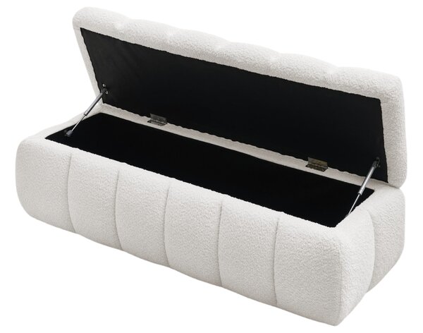 -25 % Dny MOMENTI– Bobochic Paris Bílá bouclé lavice Mont-Blanc 144 cm s úložným prostorem