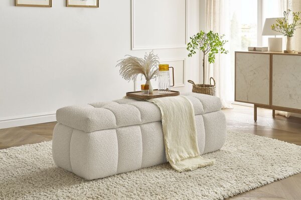 -25 % Dny MOMENTI– Bobochic Paris Béžová bouclé lavice Mont-Blanc 144 cm s úložným prostorem