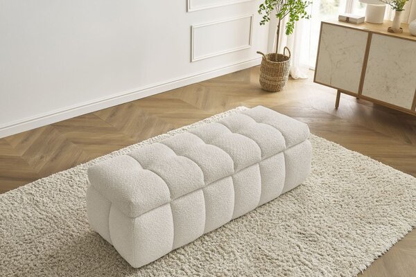 -25 % Dny MOMENTI– Bobochic Paris Béžová bouclé lavice Mont-Blanc 144 cm s úložným prostorem
