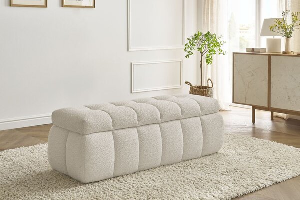 -25 % Dny MOMENTI– Bobochic Paris Béžová bouclé lavice Mont-Blanc 144 cm s úložným prostorem