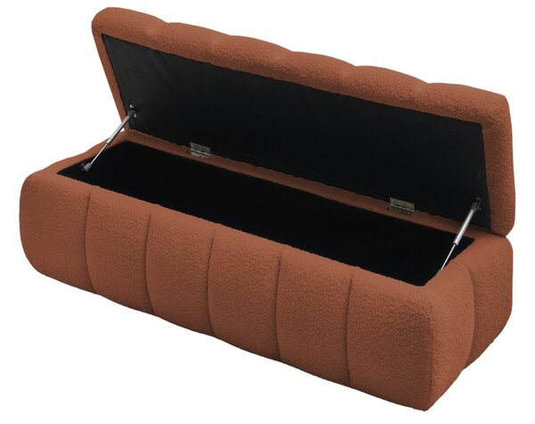 -25 % Dny MOMENTI– Bobochic Paris Terakotově oranžová bouclé lavice Mont-Blanc 144 cm s úložným prostorem