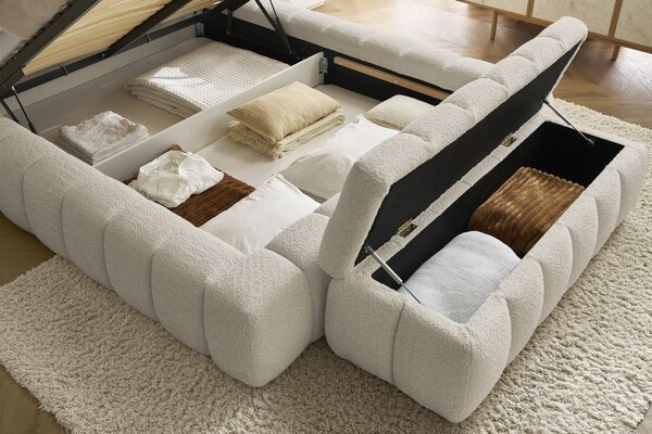 -25 % Dny MOMENTI– Bobochic Paris Béžová bouclé lavice Mont-Blanc 144 cm s úložným prostorem