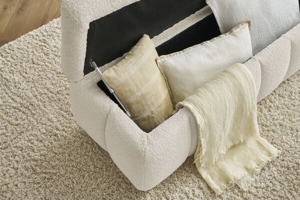 -25 % Dny MOMENTI– Bobochic Paris Béžová bouclé lavice Mont-Blanc 144 cm s úložným prostorem