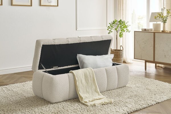 -25 % Dny MOMENTI– Bobochic Paris Béžová bouclé lavice Mont-Blanc 144 cm s úložným prostorem
