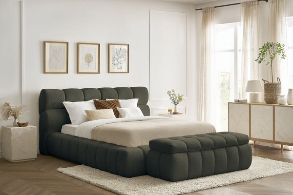 -25 % Dny MOMENTI– Bobochic Paris Zelená bouclé lavice Mont-Blanc 144 cm s úložným prostorem