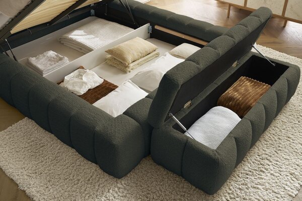 -25 % Dny MOMENTI– Bobochic Paris Zelená bouclé lavice Mont-Blanc 144 cm s úložným prostorem