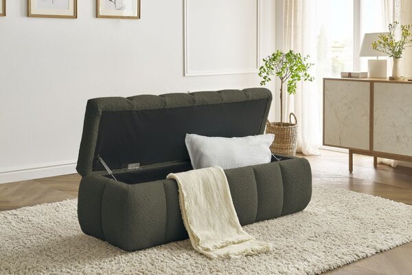 -25 % Dny MOMENTI– Bobochic Paris Zelená bouclé lavice Mont-Blanc 144 cm s úložným prostorem
