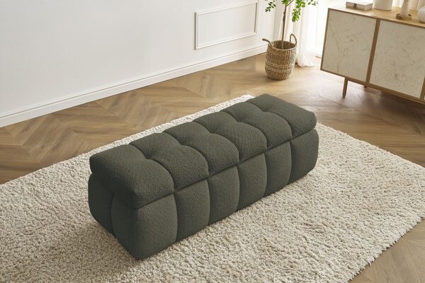 -25 % Dny MOMENTI– Bobochic Paris Zelená bouclé lavice Mont-Blanc 144 cm s úložným prostorem