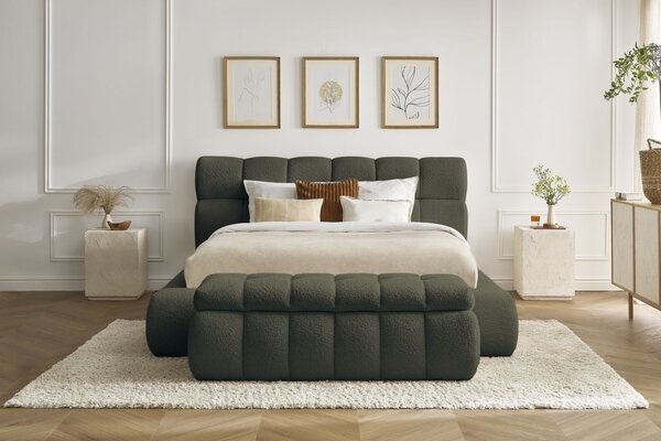 -25 % Dny MOMENTI– Bobochic Paris Zelená bouclé lavice Mont-Blanc 144 cm s úložným prostorem