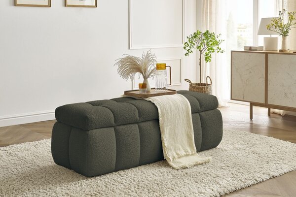 -25 % Dny MOMENTI– Bobochic Paris Zelená bouclé lavice Mont-Blanc 144 cm s úložným prostorem