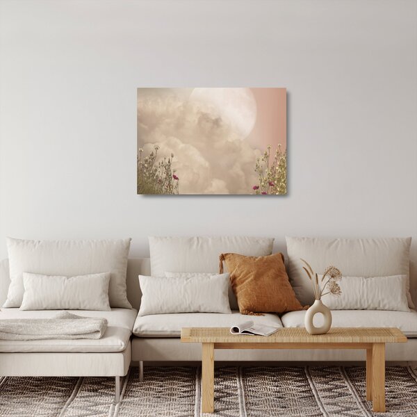 Skleněný obraz - Růžový úplněk (70x50 cm)