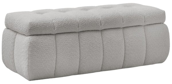 -25 % Dny MOMENTI– Bobochic Paris Světle šedá bouclé lavice Mont-Blanc 144 cm s úložným prostorem