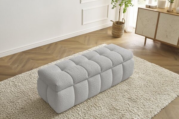 -25 % Dny MOMENTI– Bobochic Paris Světle šedá bouclé lavice Mont-Blanc 144 cm s úložným prostorem