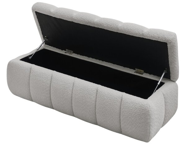 -25 % Dny MOMENTI– Bobochic Paris Světle šedá bouclé lavice Mont-Blanc 144 cm s úložným prostorem