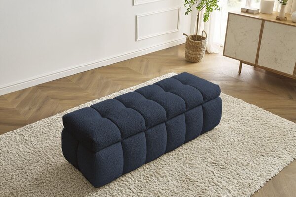 -25 % Dny MOMENTI– Bobochic Paris Tmavě modrá bouclé lavice Mont-Blanc 144 cm s úložným prostorem