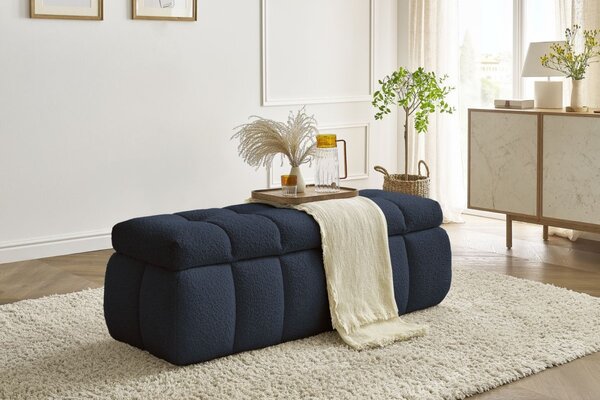 -25 % Dny MOMENTI– Bobochic Paris Tmavě modrá bouclé lavice Mont-Blanc 144 cm s úložným prostorem