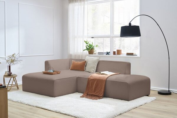 -25 % Dny MOMENTI– Bobochic Paris Hnědá bouclé rohová pohovka Megeve 250 cm, levá