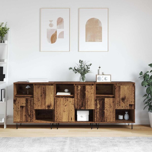 Servírovací skříň 3 ks Staré dřevo 60 x 35 x 70 cm 3394563