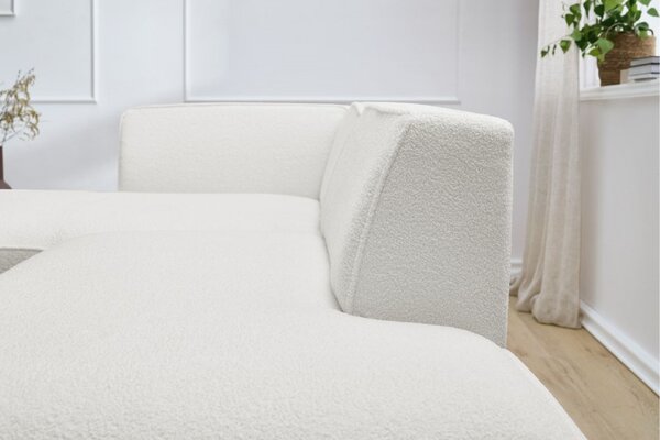 -25 % Dny MOMENTI– Bobochic Paris Bílá bouclé rohová pohovka Megeve 250 cm, levá