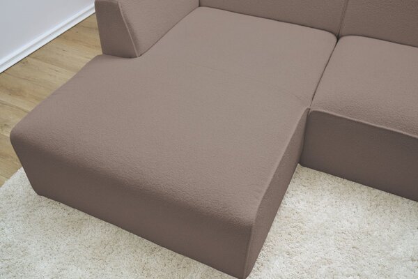 -25 % Dny MOMENTI– Bobochic Paris Hnědá bouclé rohová pohovka Megeve 250 cm, levá