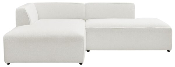 -25 % Dny MOMENTI– Bobochic Paris Bílá bouclé rohová pohovka Megeve 250 cm, levá