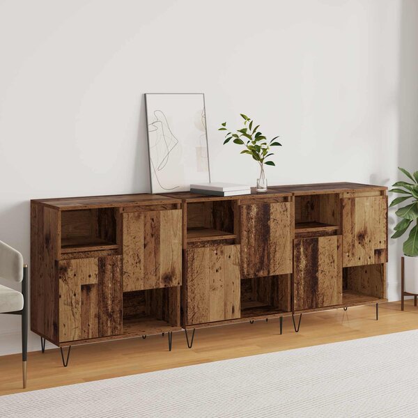 Servírovací skříň 3 ks Staré dřevo 60 x 35 x 70 cm 3394563
