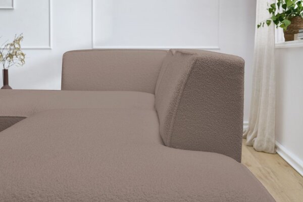 -25 % Dny MOMENTI– Bobochic Paris Hnědá bouclé rohová pohovka Megeve 250 cm, levá