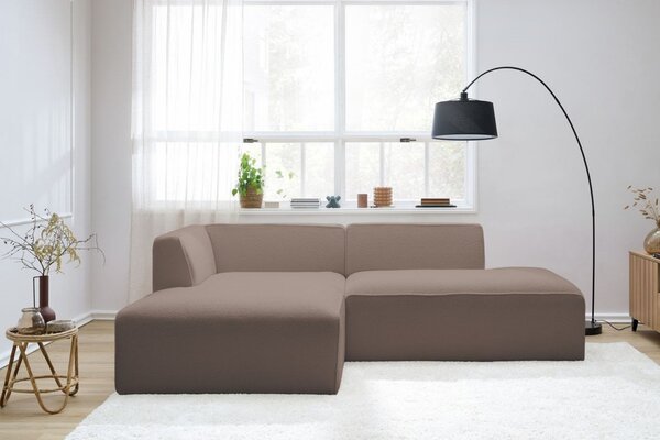 -25 % Dny MOMENTI– Bobochic Paris Hnědá bouclé rohová pohovka Megeve 250 cm, levá