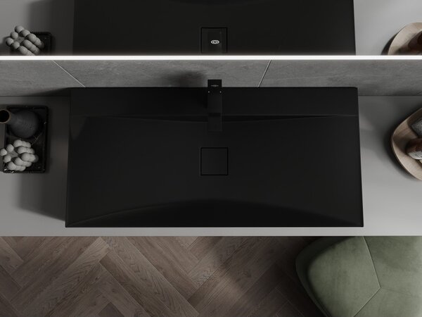 Mexen Poli umyvadlo na desku z konglomerátu 1/O 100 x 48 cm, černá - 23021071