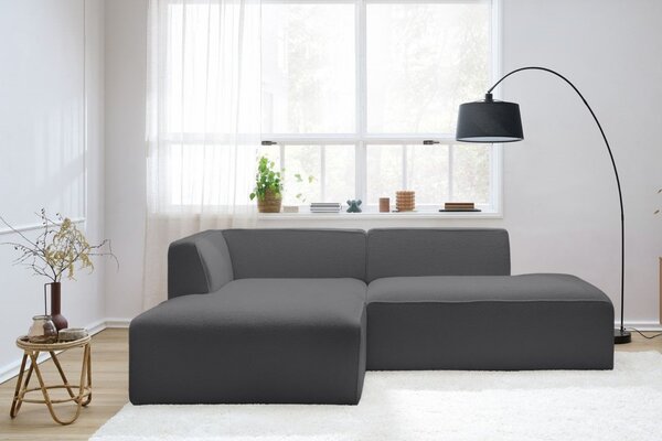 -25 % Dny MOMENTI– Bobochic Paris Tmavě šedá bouclé rohová pohovka Megeve 250 cm, levá