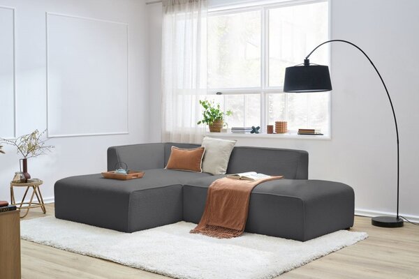 -25 % Dny MOMENTI– Bobochic Paris Tmavě šedá bouclé rohová pohovka Megeve 250 cm, levá
