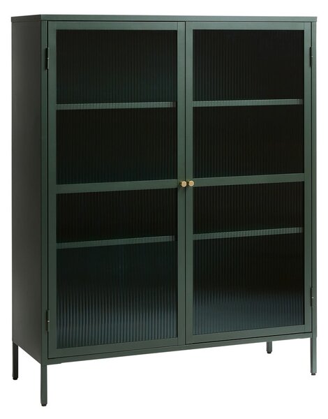 Zelená kovová vitrína Unique Furniture Bronco, výška 140 cm