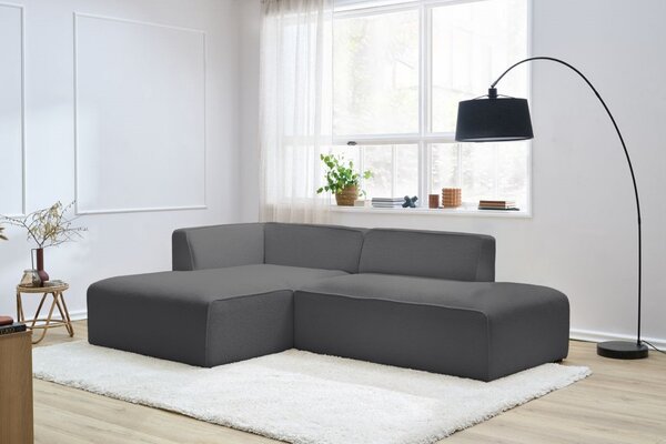 -25 % Dny MOMENTI– Bobochic Paris Tmavě šedá bouclé rohová pohovka Megeve 250 cm, levá