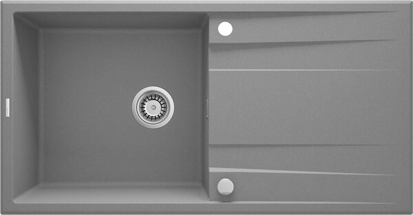 Deante Eridan, granitový dřez na desku 1000x520x203 mm Z/O, 3,5" + prostorově úsporný sifon, 1-komorový, šedá, ZQE_S713