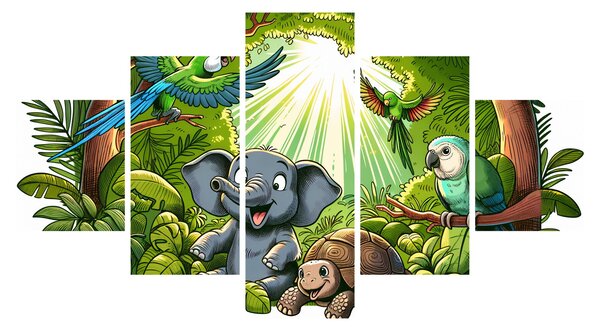 Obraz - Veselá zvířátka (125x70 cm)