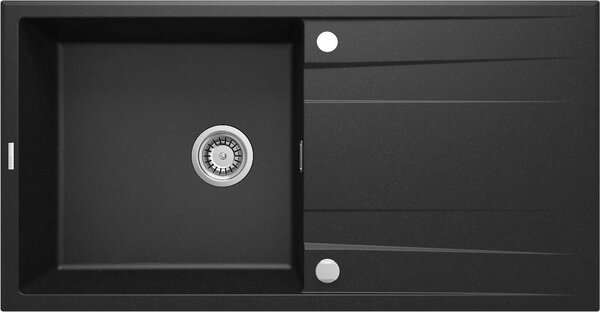 Deante Eridan, granitový dřez na desku 1000x520x203 mm Z/O, 3,5" + prostorově úsporný sifon, 1-komorový, grafitová metalíza, ZQE_G713