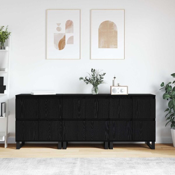 Servírovací skříň 3 ks Černý dub 60 x 35 x 70 cm 3394577
