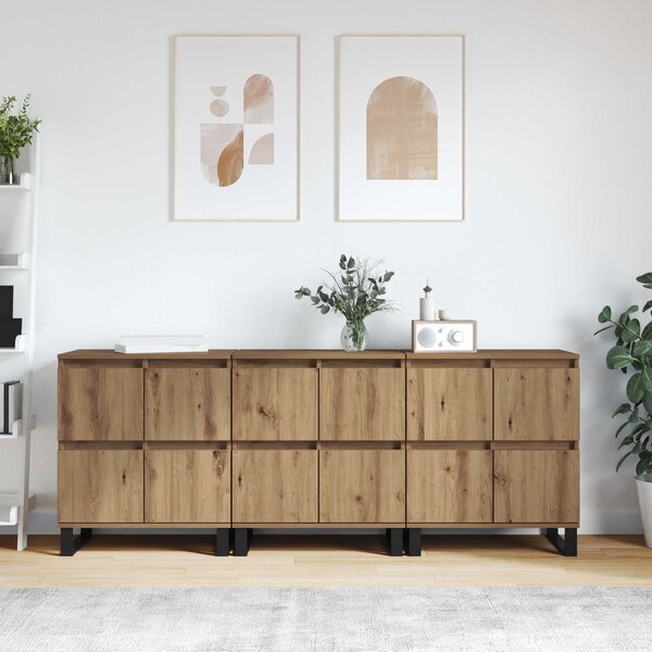 Servírovací skříň 3 ks Artisanový dub 60 x 35 x 70 cm 3394576