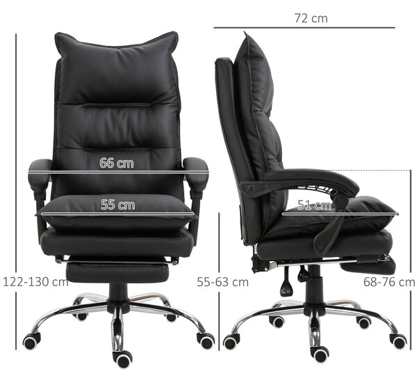 Vinsetto Kancelářská židle s funkcí houpání, ergonomická pracovní židle, výškově nastavitelná otočná židle s opěrkou nohou, potažená, až do zátěže 135