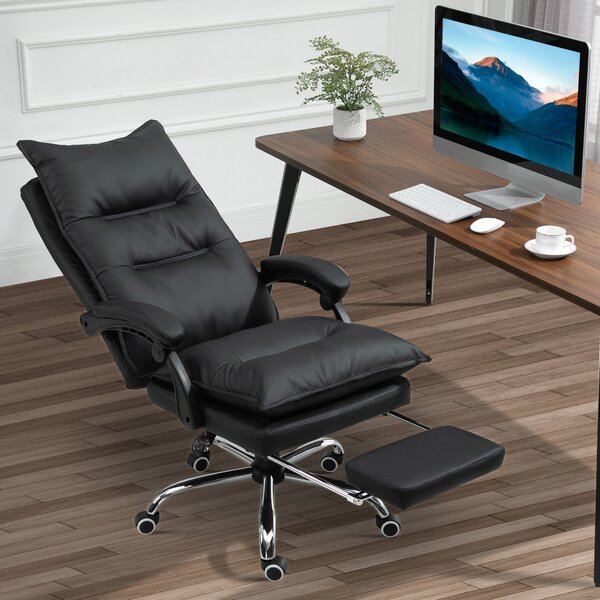 Vinsetto Kancelářská židle s funkcí houpání, ergonomická pracovní židle, výškově nastavitelná otočná židle s opěrkou nohou, potažená, až do zátěže 135
