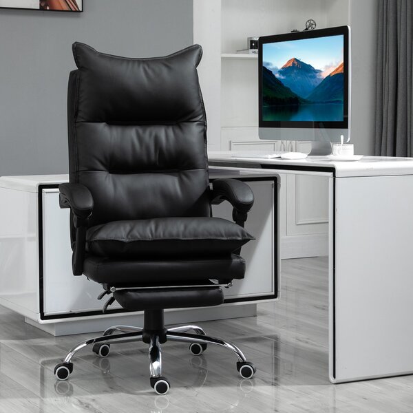 Vinsetto Kancelářská židle s funkcí houpání, ergonomická pracovní židle, výškově nastavitelná otočná židle s opěrkou nohou, potažená, až do zátěže 135