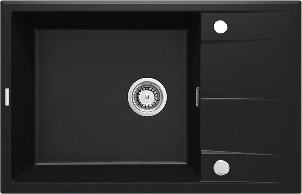 Deante Eridan, granitový dřez na desku 780x500x210 mm Z/O, 3,5" + prostorově úsporný sifon, 1-komorový, černá, ZQE_N11B