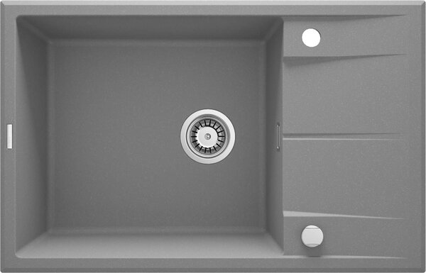 Deante Eridan, granitový dřez na desku 780x500x210 mm Z/O, 3,5" + prostorově úsporný sifon, 1-komorový, šedá, ZQE_S11B