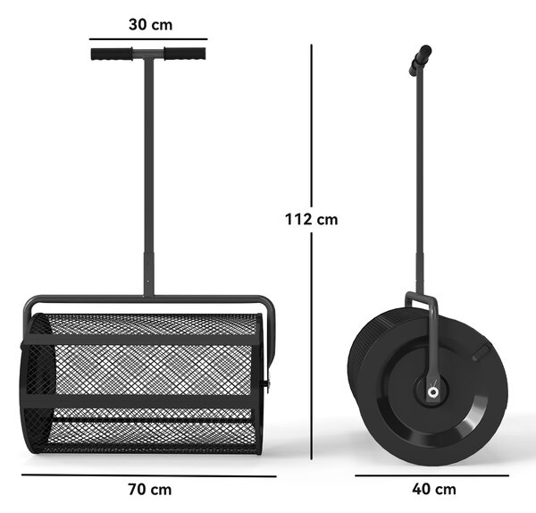 Kompostér Outsunny 75L 61x40cm - Rozmetadlo hnojiv pro zahradu s T-rukojetí, kovová síťka a rozmetadlo pro rašelinu | Aosom