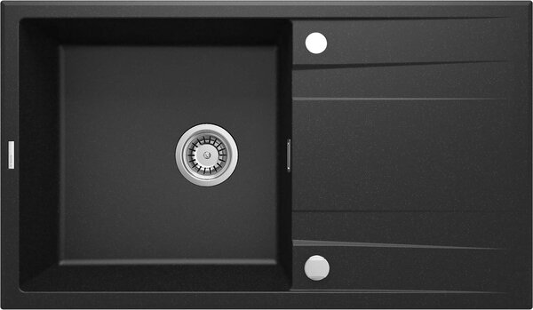 Deante Eridan, granitový dřez na desku 860x500x203 mm Z/O, 3,5" + prostorově úsporný sifon, 1-komorový, grafitová metalíza, ZQE_G113