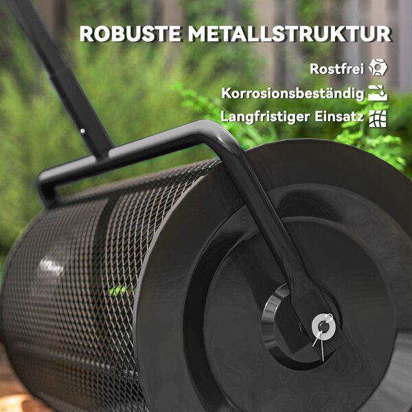 Kompostér Outsunny 75L 61x40cm - Rozmetadlo hnojiv pro zahradu s T-rukojetí, kovová síťka a rozmetadlo pro rašelinu | Aosom