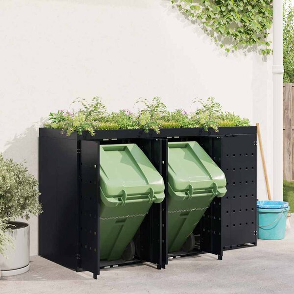 Úložný box na 3 popelnice Černá 204 x 77,5 x 121,5 cm 3394739