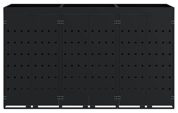 Úložný box na 3 popelnice Černá 204 x 77,5 x 121,5 cm 3394739