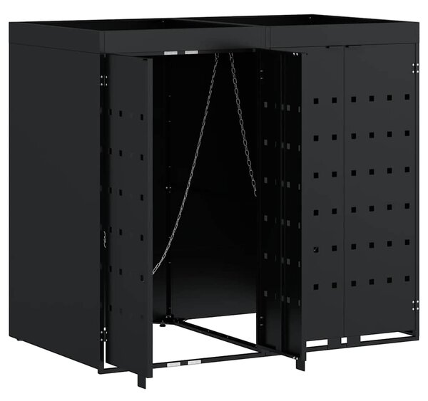 Úložný box na 2 popelnice Černá 136 x 77,5 x 121,5 cm 3394738