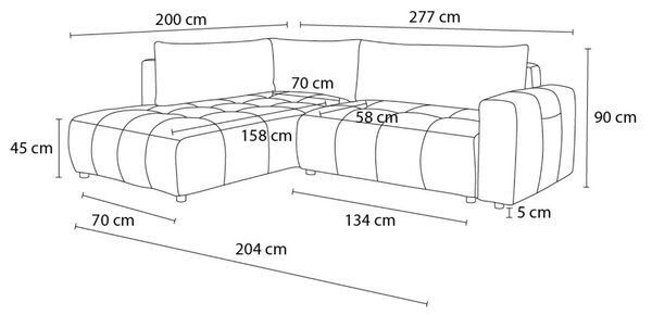 -25 % Dny MOMENTI– Bobochic Paris Světle šedá rozkládací pohovka Arsene 277 cm, pravá